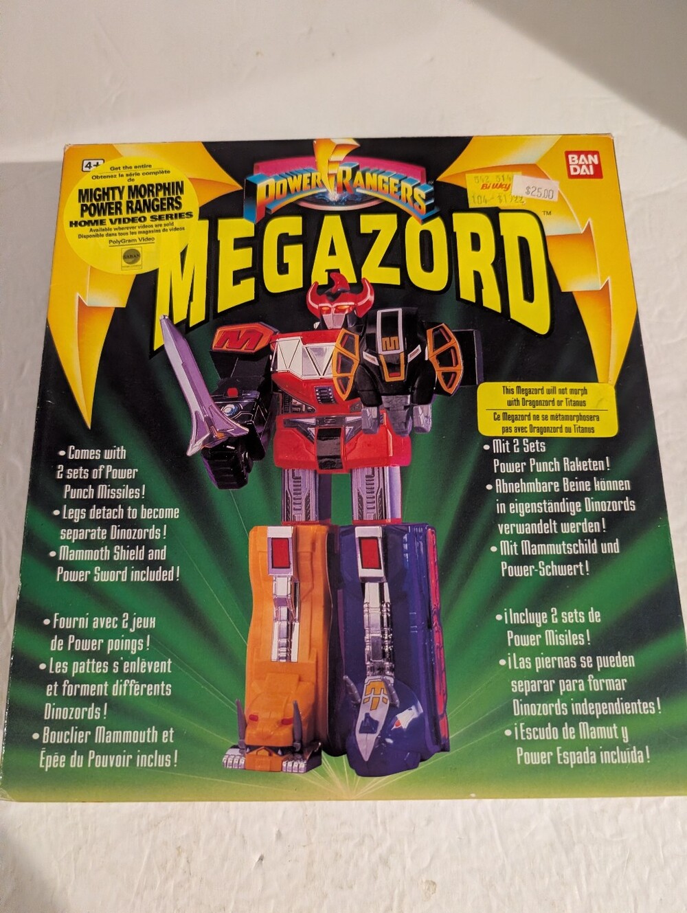 Bandai Power Rangers Megazord 2220 Missing One Power Cannon